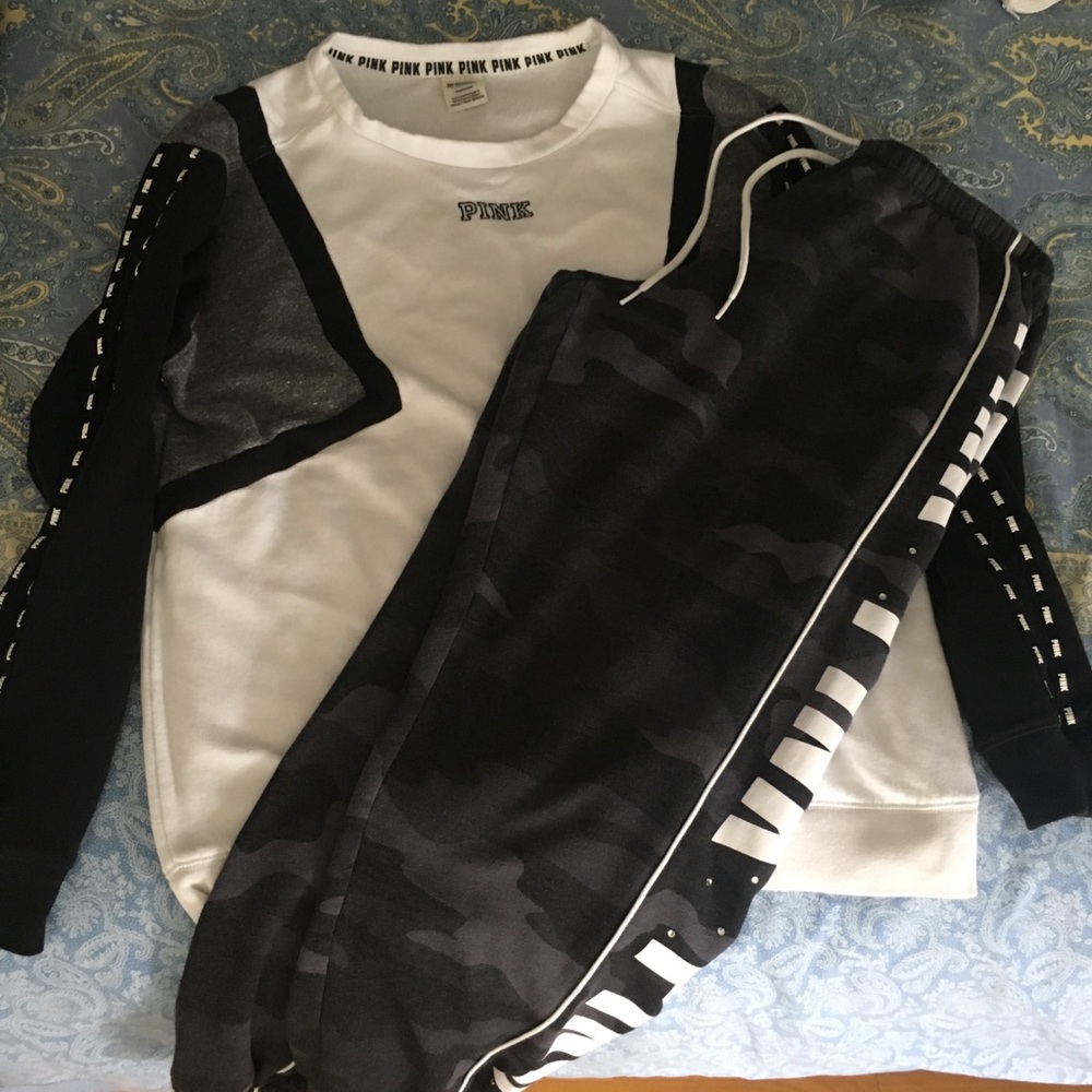 Large PInK sweatpants & crew sweatshirt